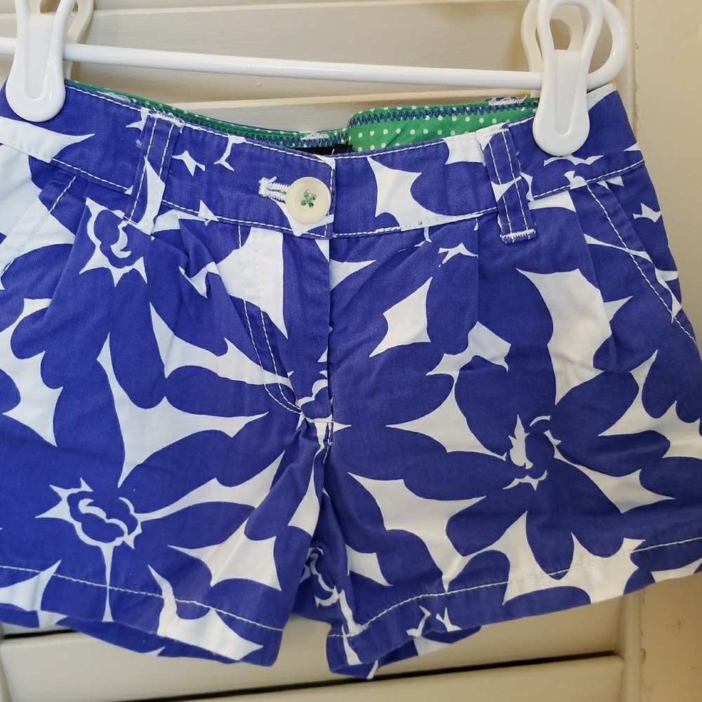 EUC Girl's Mini Boden Blue/White Floral Shorts 4Y